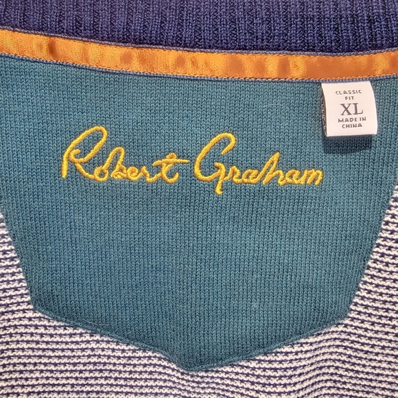 Robert Graham Mens XL Jacket Sweater Long Sleeve Zip Front Classic Fit Blue $228 - Picture 7 of 11